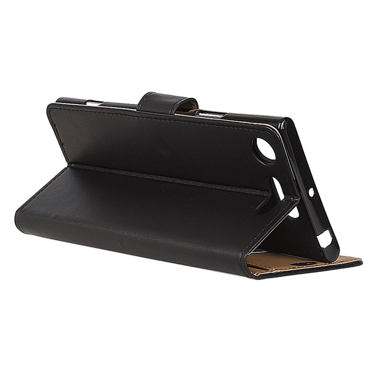 PU Leather Wallet Stand Mobile Case for Sony Xperia XZ1 - Black-4
