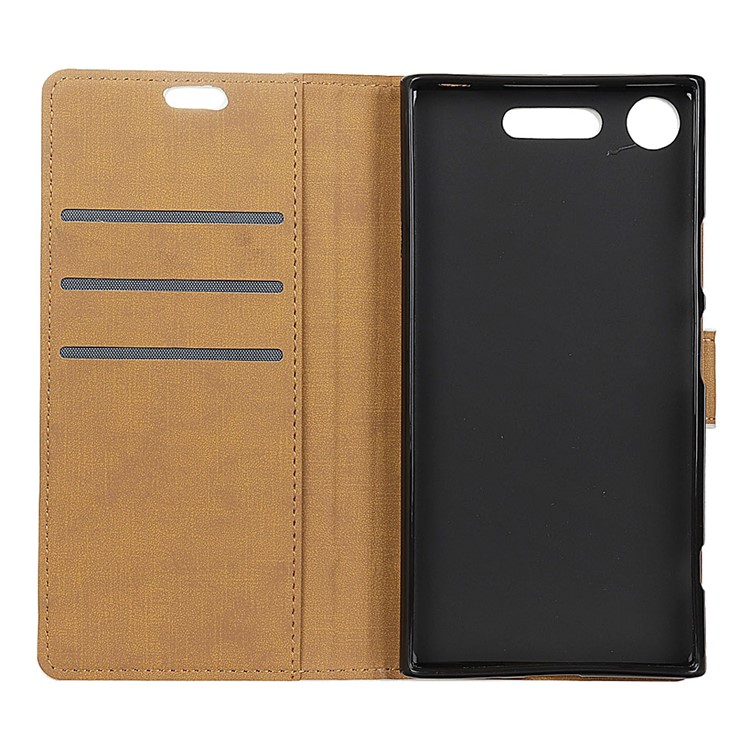 PU Leather Wallet Stand Mobile Case for Sony Xperia XZ1 - Black-7