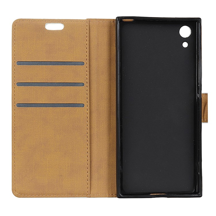 PU Leather Wallet Magnetic Stand Mobile Case for Sony Xperia XA1 - Black-7