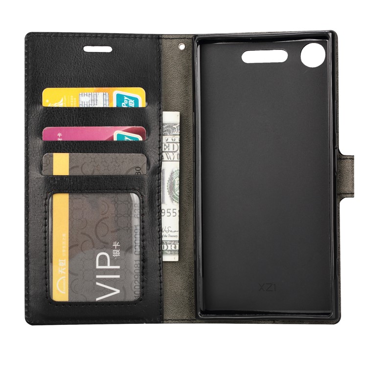 Crazy Horse Wallet Stand Leather Case for Sony Xperia XZ1 - Black-4