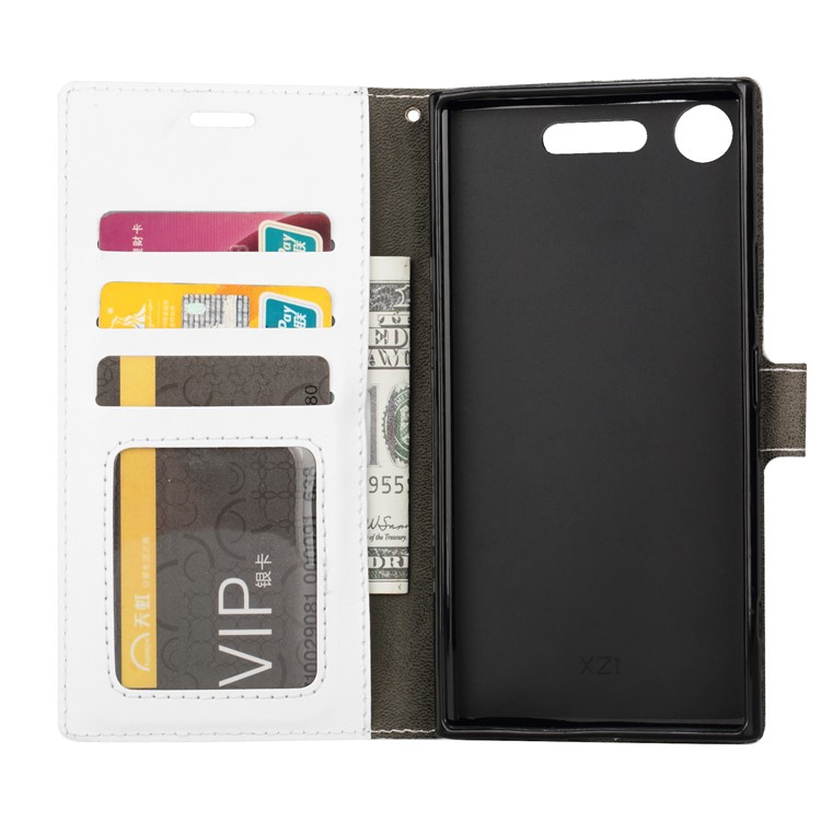 Crazy Horse Wallet Stand Leather Cover for Sony Xperia XZ1 - White-3