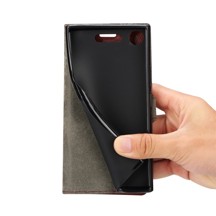 Crazy Horse Wallet Stand Leather Cover for Sony Xperia XZ1 - White-6