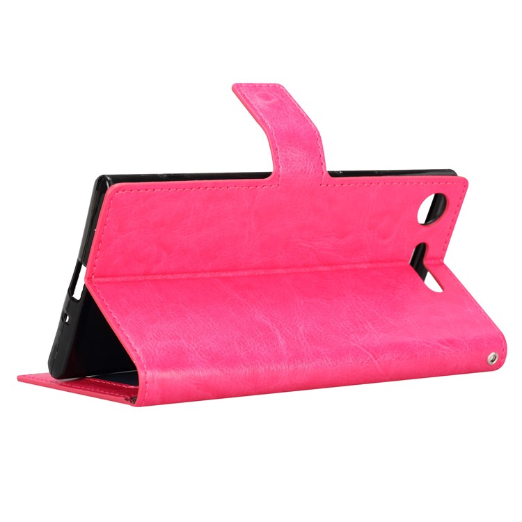 Crazy Horse Wallet Stand Leather Phone Case for Sony Xperia XZ1 - Rose-5