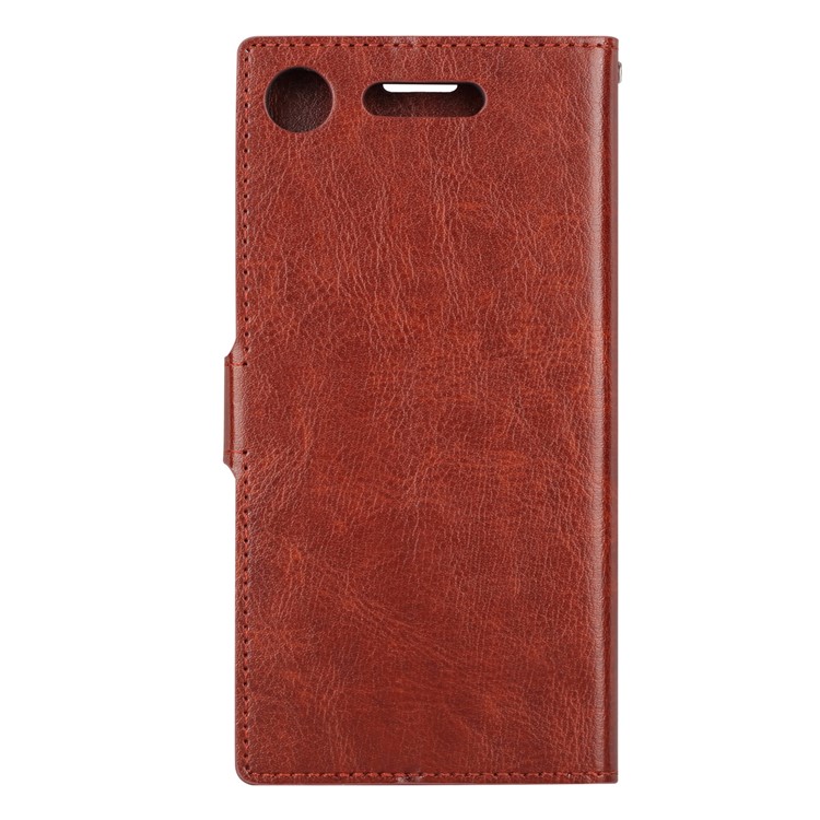 Crazy Horse Wallet Stand PU Leather Mobile Case for Sony Xperia XZ1 - Brown-3
