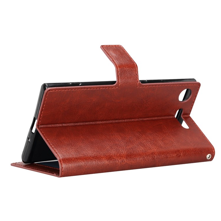Crazy Horse Wallet Stand PU Leather Mobile Case for Sony Xperia XZ1 - Brown-5