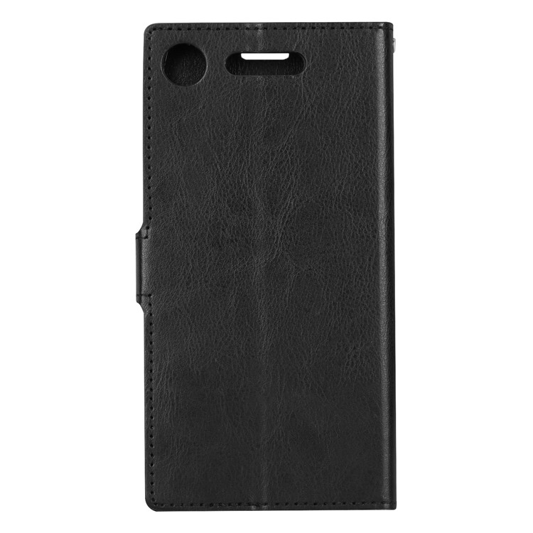 For Sony Xperia XZ1 Compact Crazy Horse Leather Wallet Case with Stand - Black-3