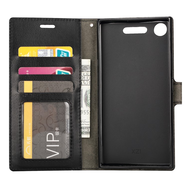 For Sony Xperia XZ1 Compact Crazy Horse Leather Wallet Case with Stand - Black-4