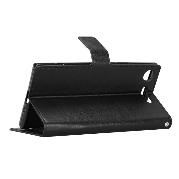 For Sony Xperia XZ1 Compact Crazy Horse Leather Wallet Case with Stand - Black-5