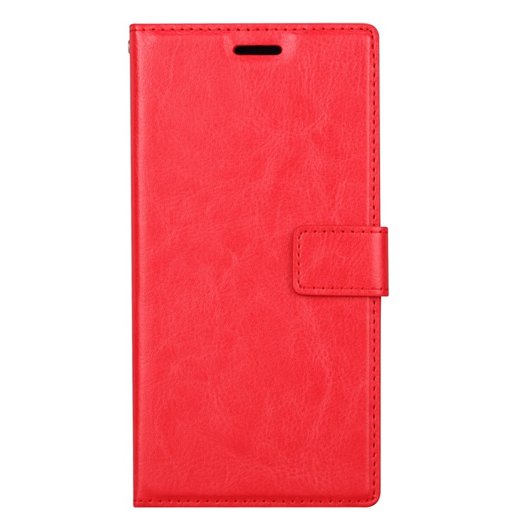 For Sony Xperia XZ1 Compact Crazy Horse Card Holder PU Leather Phone Cover - Red-2