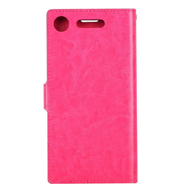 For Sony Xperia XZ1 Compact Crazy Horse Leather Wallet Stand Mobile Case - Rose-3