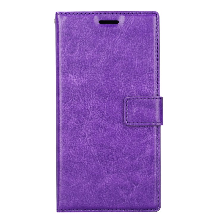 For Sony Xperia XZ1 Compact Crazy Horse Flip Stand Leather Shell Case with Card Slots - Purple-4