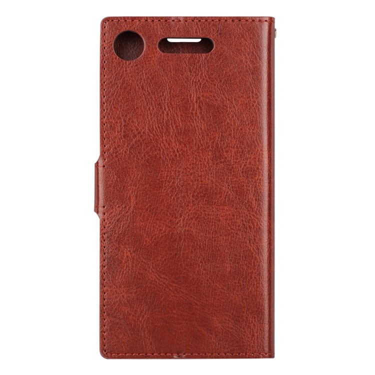 For Sony Xperia XZ1 Compact Crazy Horse Leather Wallet Magnetic Flap Case with Stand - Brown-3