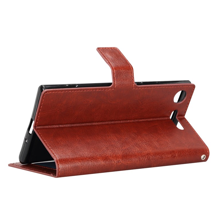 For Sony Xperia XZ1 Compact Crazy Horse Leather Wallet Magnetic Flap Case with Stand - Brown-5