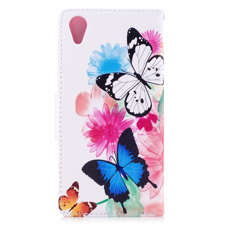 Pattern Printing PU Leather Wallet Stand Phone Case for Sony Xperia XA1 Plus - Butterfly and Flowers-3