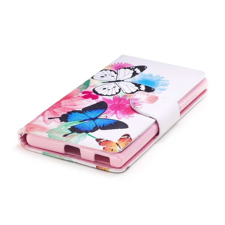 Pattern Printing PU Leather Wallet Stand Phone Case for Sony Xperia XA1 Plus - Butterfly and Flowers-6