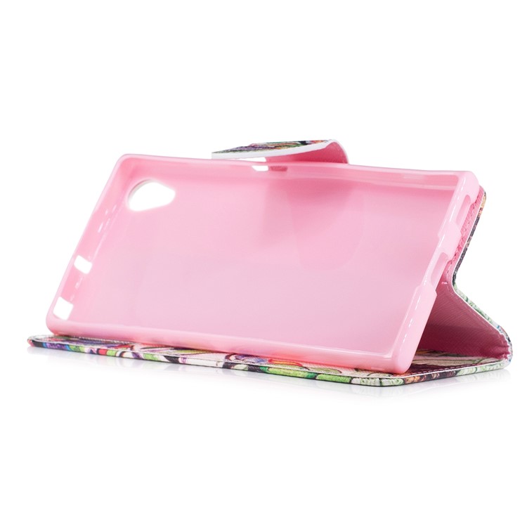 Pattern Printing PU Leather Wallet Stand Phone Shell for Sony Xperia XA1 Plus - Tree with Colorful Leaves-5