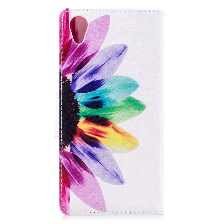 Pattern Printing PU Leather Wallet Stand Phone Case with Magnet for Sony Xperia XA1 Plus - Half Sunflower-3