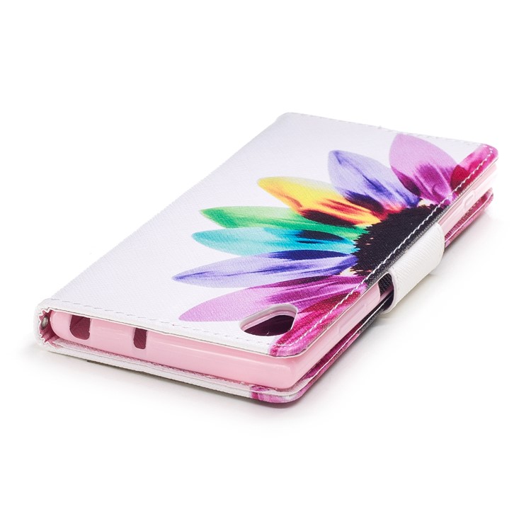 Pattern Printing PU Leather Wallet Stand Phone Case with Magnet for Sony Xperia XA1 Plus - Half Sunflower-7