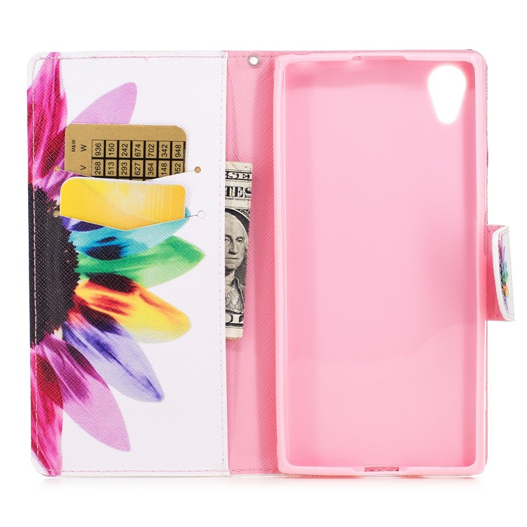 Pattern Printing PU Leather Wallet Stand Phone Case with Magnet for Sony Xperia XA1 Plus - Half Sunflower-8
