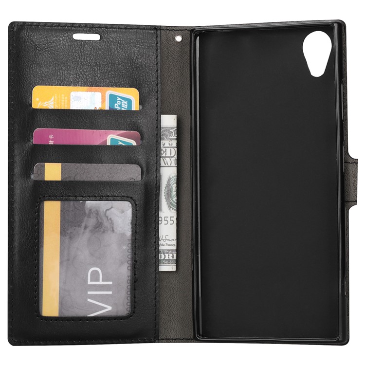 Crazy Horse PU Leather Stand Wallet Case for Sony Xperia XA1 Plus - Black-4