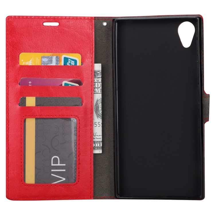 Crazy Horse PU Leather Stand Cell Phone Case for Sony Xperia XA1 Plus - Red-4