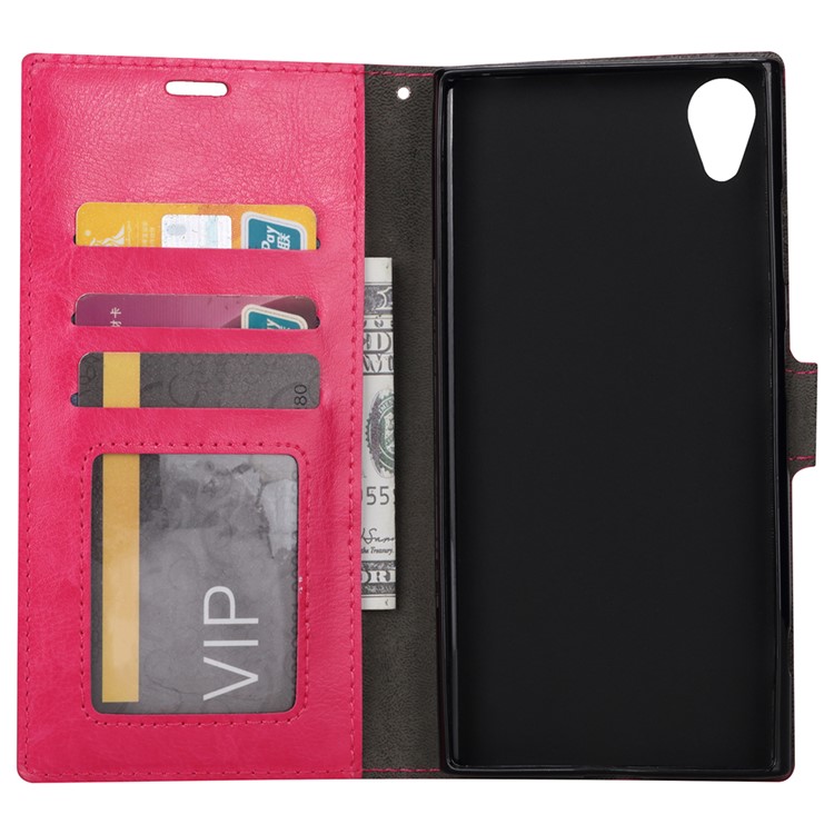 Crazy Horse Flip Leather Stand Wallet Mobile Case for Sony Xperia XA1 Plus - Rose-4
