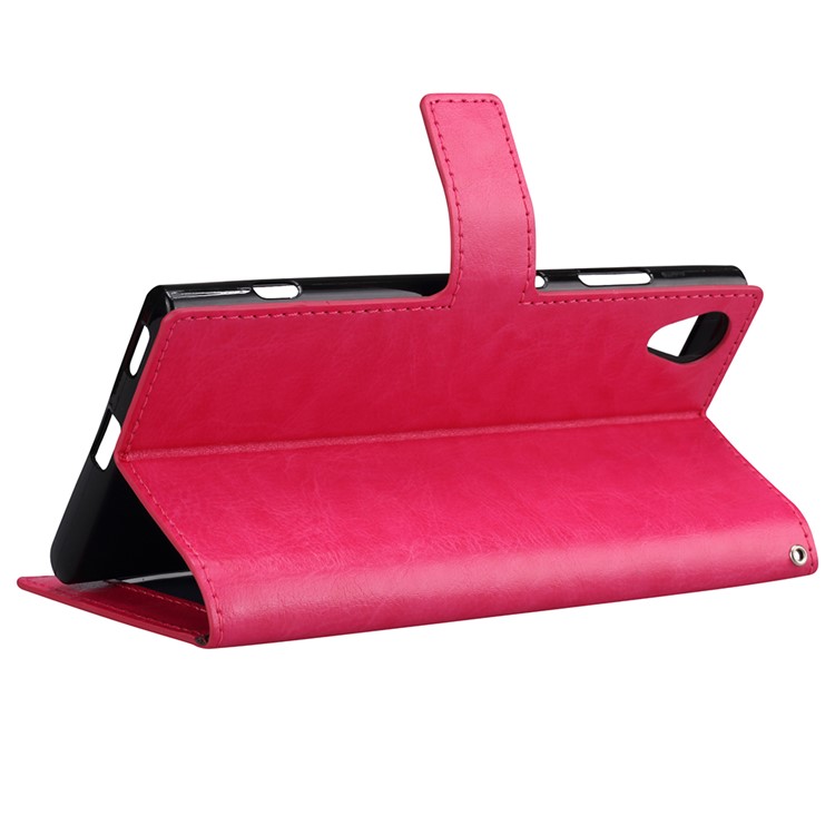 Crazy Horse Flip Leather Stand Wallet Mobile Case for Sony Xperia XA1 Plus - Rose-5