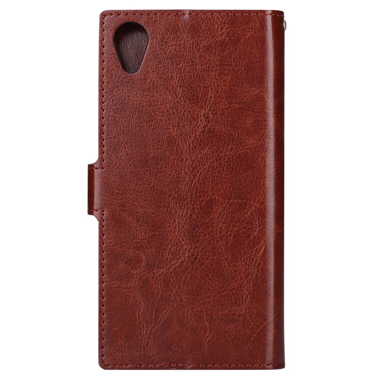 Crazy Horse Stand Wallet Leather Case Protector for Sony Xperia XA1 Plus - Brown-3