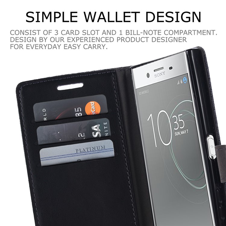 MUXMA Leather Canvas Splicing Stand Mobile Phone Casing for Sony Xperia XZ Premium - Black-7