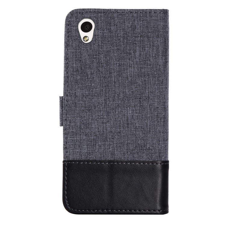 MUXMA Splicing PU Leather Canvas Carteira Tampa Para Sony Xperia L1 - Preto