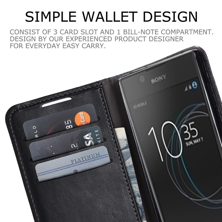 MUXMA Splicing PU Leather Canvas Wallet Phone Cover for Sony Xperia L1 - Black-7