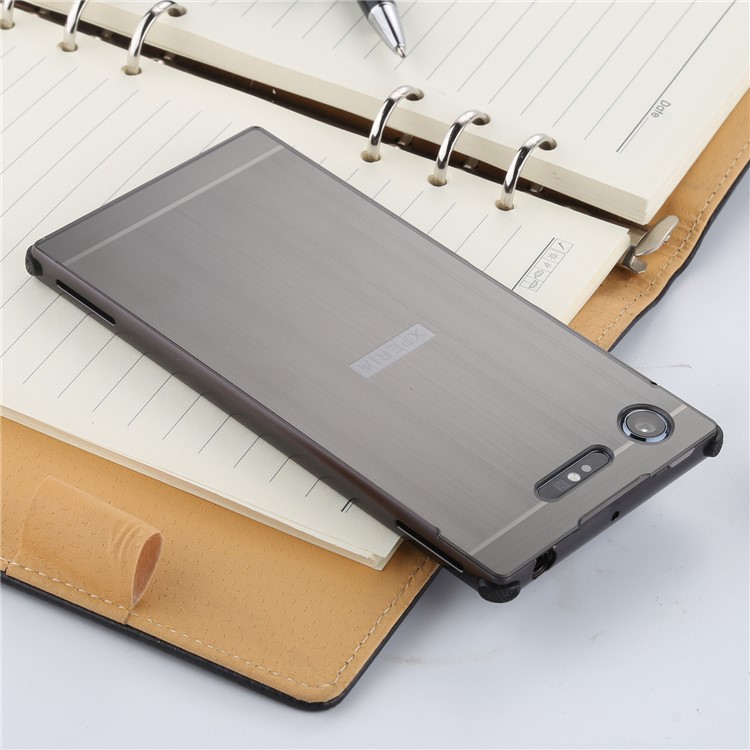 Slide-on Brushed Hybrid Shell Case (Metal + TPU) for Sony Xperia XZ1 - Black-11