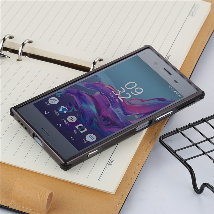 Slide-on Brushed Hybrid Shell Case (Metal + TPU) for Sony Xperia XZ1 - Black-12