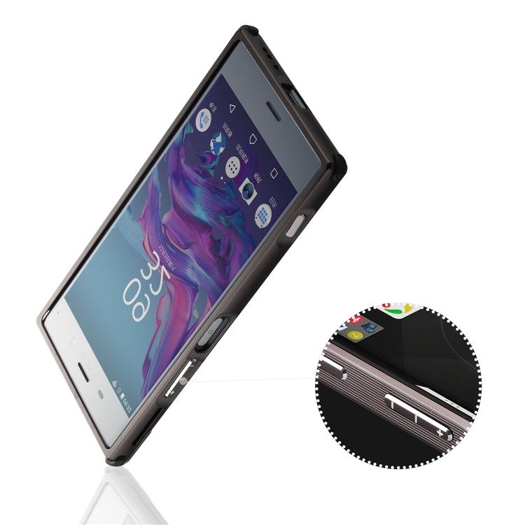 Slide-on Brushed Hybrid Shell Case (Metal + TPU) for Sony Xperia XZ1 - Black-2