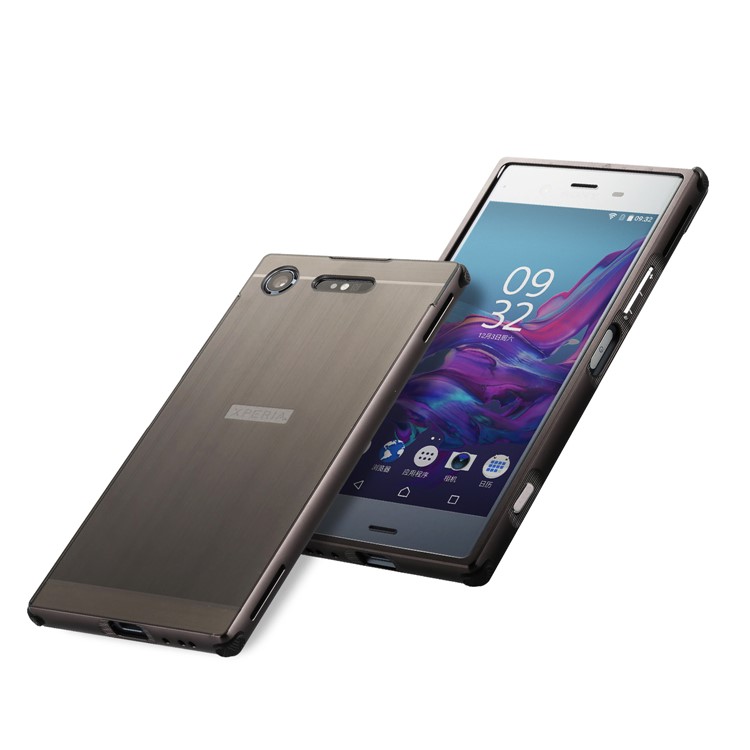 Slide-on Brushed Hybrid Shell Case (Metal + TPU) for Sony Xperia XZ1 - Black-3
