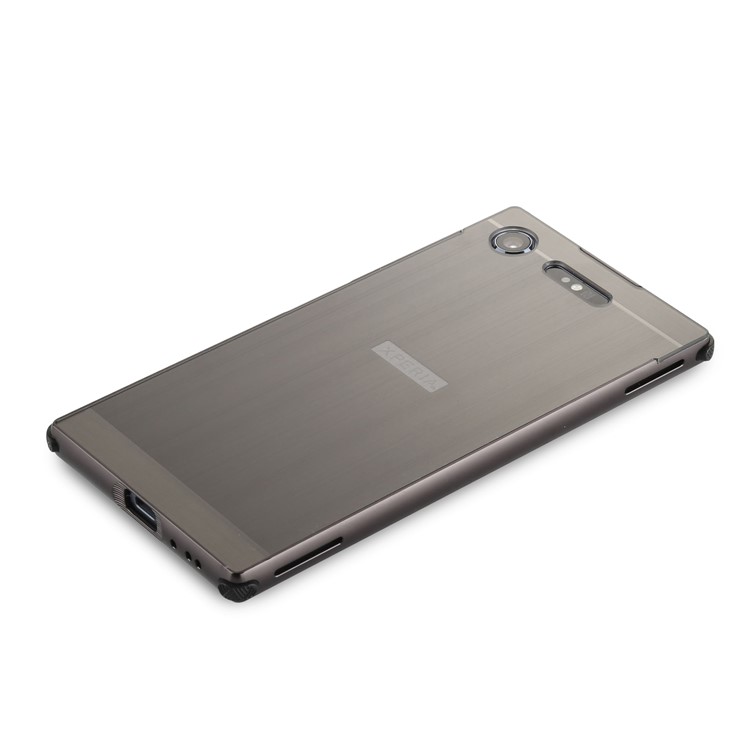Slide-on Brushed Hybrid Shell Case (Metal + TPU) for Sony Xperia XZ1 - Black-4