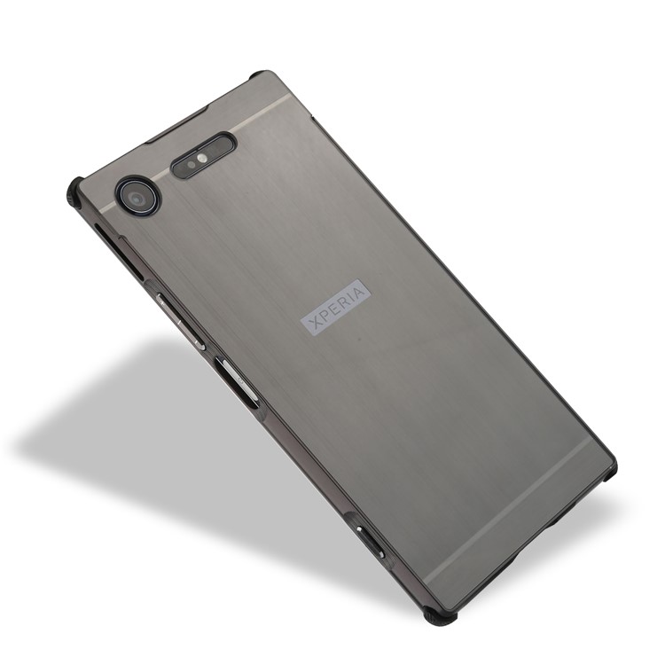 Slide-on Brushed Hybrid Shell Case (Metal + TPU) for Sony Xperia XZ1 - Black-5