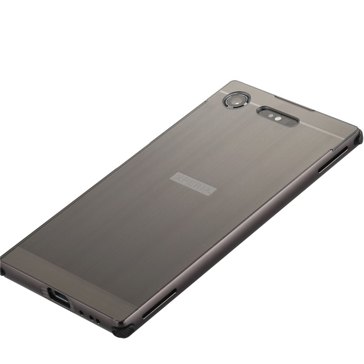 Slide-on Brushed Hybrid Shell Case (Metal + TPU) for Sony Xperia XZ1 - Black-6