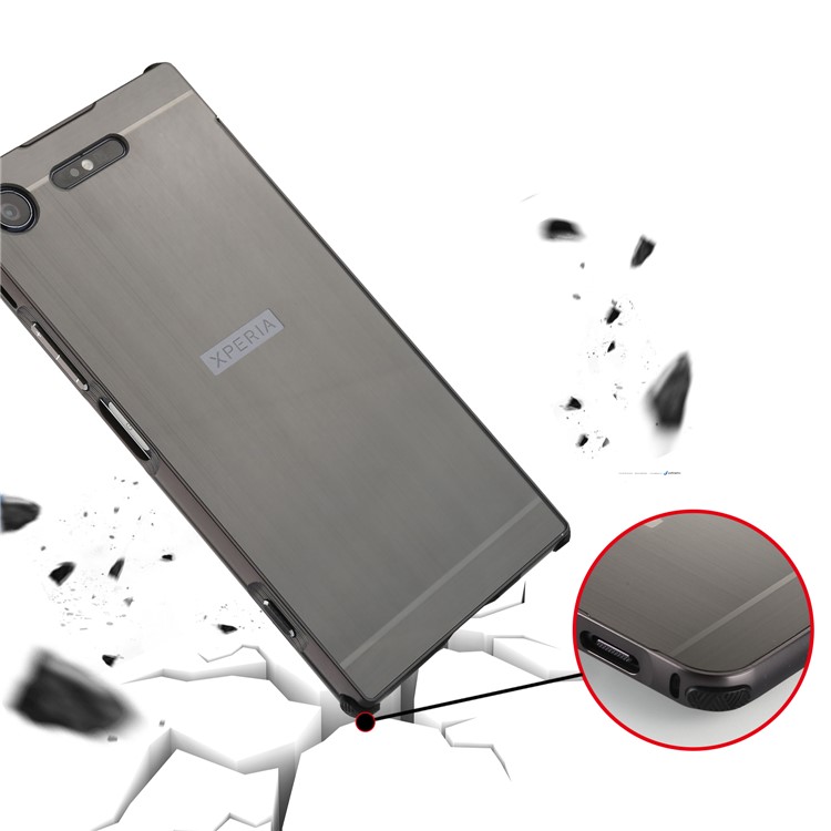 Slide-on Brushed Hybrid Shell Case (Metal + TPU) for Sony Xperia XZ1 - Black-7