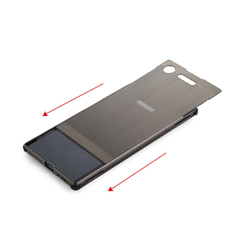 Slide-on Brushed Hybrid Shell Case (Metal + TPU) for Sony Xperia XZ1 - Black-8