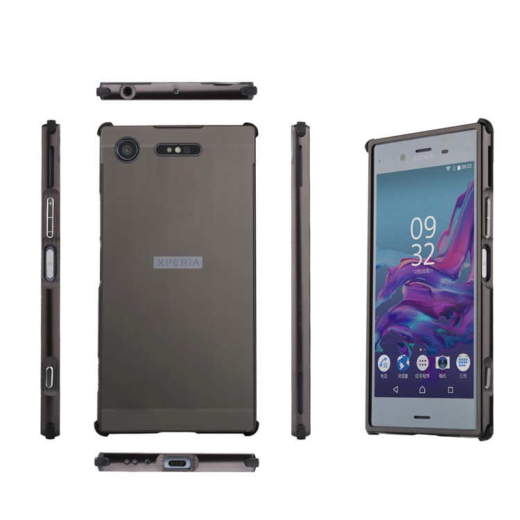 Slide-on Brushed Hybrid Shell Case (Metal + TPU) for Sony Xperia XZ1 - Black-9