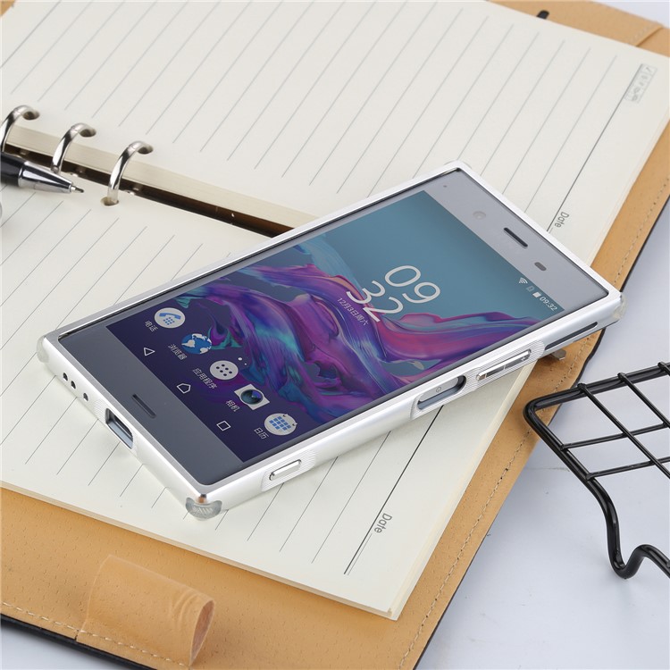 Slide-on Brushed Hybrid Phone Case (Metal + TPU) for Sony Xperia XZ1 - Silver-3