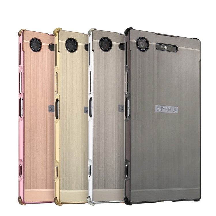 Slide-on Brushed Hybrid Phone Case (Metal + TPU) for Sony Xperia XZ1 - Rose Gold-4