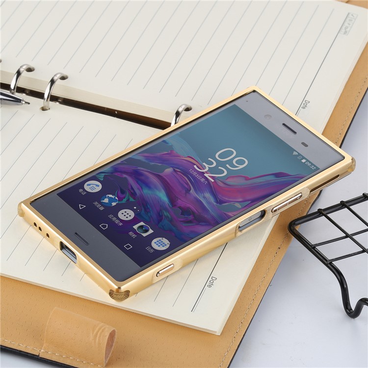 Slide-on Brushed Combo Shell Case (Metal + TPU) for Sony Xperia XZ1 - Gold-2