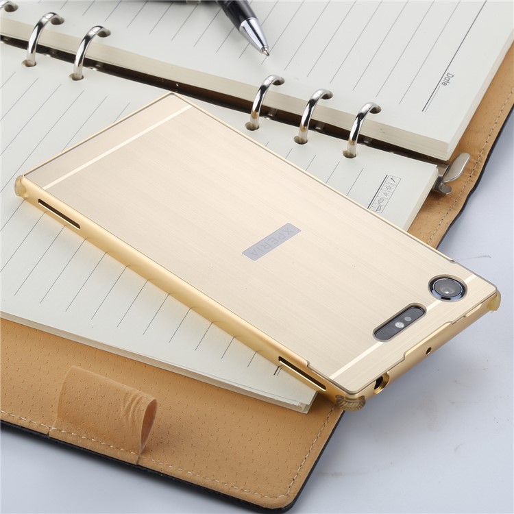 Slide-on Brushed Combo Shell Case (Metal + TPU) for Sony Xperia XZ1 - Gold-3
