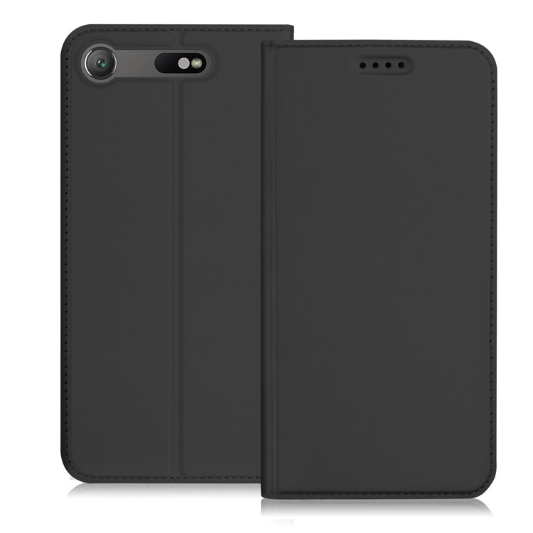 Magnetic Stand Card Slot Leather Mobile Case for Sony Xperia XZ1 Compact - Black-1