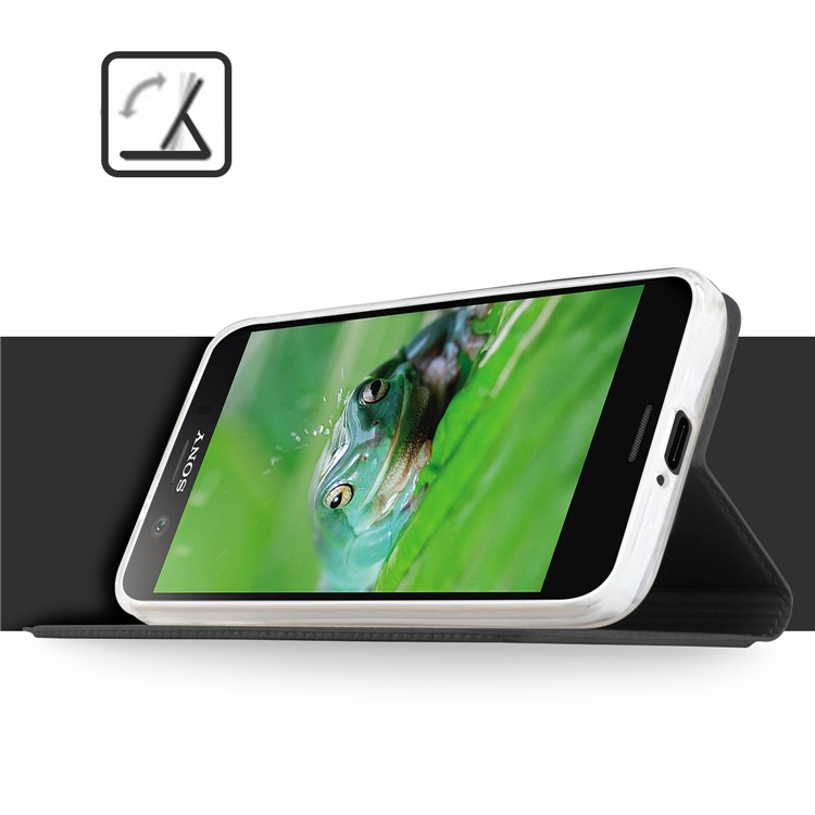 Magnetic Stand Card Slot Leather Mobile Case for Sony Xperia XZ1 Compact - Black-6