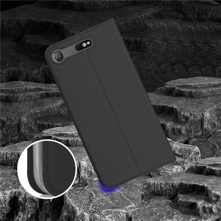 Magnetic Stand Card Slot Leather Mobile Case for Sony Xperia XZ1 Compact - Black-8