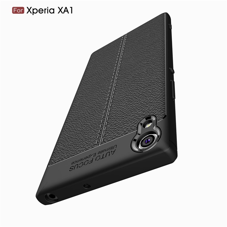 Litchi Texture Leather Coated TPU Back Case for Sony Xperia XA1 - Black-10