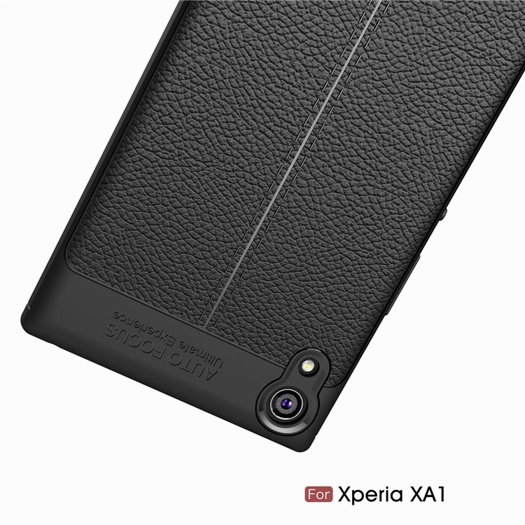 Litchi Texture Leather Coated TPU Back Case for Sony Xperia XA1 - Black-11